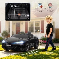 HOMCOM Voiture électrique enfant 12 V - véhicule électrique avec télécommande parentale fournie - V. Max. 5 Km/h - effets sonores, lumineux - Audi RS E-tron GT noir(m-3)