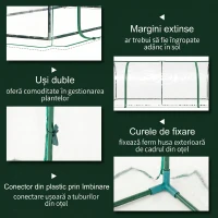 Outsunny Seră de grădină în formă de tunel din oțel cu acoperire din PVC, 200x100x80 cm, transparentă și verde(m-4)