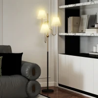HOMCOM Lampadar Înalt de 165 cm cu 3 Surse de Lumină și Întrerupător cu Pedală, Soclu E27 Max 40W, Auriu(m-10)