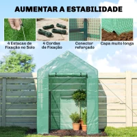 Outsunny Seră de Grădină, Ușă Rulantă, Rafturi 2 Etaje, Structură Oțel, Acoperire PE, 143x73x195 cm, Verde(m-11)