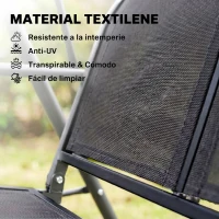 Outsunny Columpio de Jardín Exterior de 3 Plazas con Toldo Reclinable Respaldo Transpirable Marco de Acero 175x118x159 cm Negro(m-7)