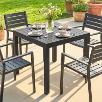 Outsunny Gartentisch Ausziehbarer 80/160 x 80 cm Aluminium Esstisch für 4-6 Personen, Rechteckig mit Lamellenplatte(m-8)