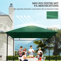 Outsunny Ersatzdach für Gartenpavillon, 8 Wasserabflusslöcher, einfache Montage, Polyester, grün, 2,98 x 2,98 m(m-6)