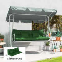 Outsunny Outdoor Seat Cushions Back Cushion with 2 Pillows, Water Repellent Seat Pads for 3-Seater Chair, Green(m-10)