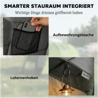 Outsunny Campingzelt 2 Personen 3000mm Wasserdicht & Winddicht Kuppelzelt mit 2 Türen 2 Netzfenstern 2 Seitenfenster Tragetasche(m-7)