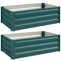 Outsunny Set of Two 100 x 60cm Steel Planter Boxes -Green(m-1)