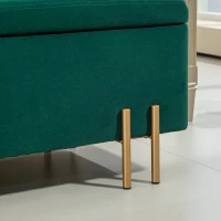 HOMCOM Banco com Baú Banco Estofado com Armazenamento Metal Madeira de Seringueira Espuma 100x40x42 cm Verde(m-5)