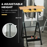 HOMCOM Portable Folding Workbench with Adjustable Height & Angle, Work Bench with 4 Adjustable Clamping Pegs, Beige(m-4)