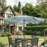 Outsunny Parasol de Jardin Extérieur Rond Inclinable à 3 Positions avec 8 Baleines et Volant, Φ265 x 235 cm, Bleu(m-9)