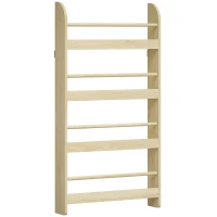 HOMCOM Estantería de Pared de Libros con 4 Estantes Librería Infantil para Hogar Oficina Carga 30kg 59x12x113cm Natural(m-1)