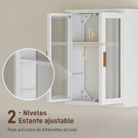 HOMCOM Armario de Baño de Pared Mueble de Baño Colgante Moderno con Estante Ajustable Puertas de Acrílico Blanco(m-5)