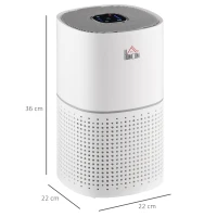 HOMCOM Purificador de Ar HEPA, Ionizador, CADR 225m³/h, Modo Silencioso, 50W, Temporizador, 4 Velocidades - Dim. 22L x 22l x 36H cm - Branco(m-3)