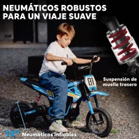 AIYAPLAY Moto Eléctrica para Niños 24V con Motor 250W Velocidad de 6-16km/h Ruedas de 12'' para Niños de 8-12 Años Azul(m-6)
