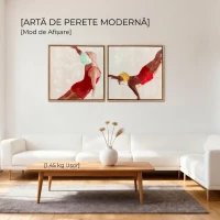 HOMCOM, Set de 2 Tablouri Moderne pe Pânză, Imprimare Artistică, Plastic, 40x40x 3.5 cm, Rosu(m-9)