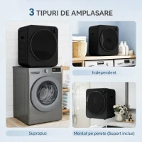 HOMCOM Mini Uscător Rufe Portabil 2,5Kg, 5 Programe, 800W, Încărcare Frontală, Negru(m-5)