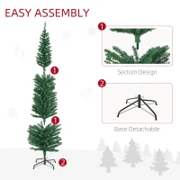 HOMCOM 6' Artificial Prelit Christmas Trees Holiday Décor with Colourful LED Lights, Pencil Shape, Steel Base(m-8)