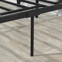 HOMCOM Estrutura de cama de casal em aço com estrado e cabeceira compatível com colchão 190 x 140 cm aspecto madeira escura(m-5)
