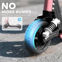 SPORTNOW Folding Electric Scooter for Kids, with Dual Brakes, Front Suspension, LED Colourful Lights, Pink(m-8)