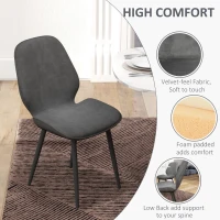 HOMCOM Dining Set, Kitchen Table with 2 Velvet Upholstered Chairs, Dark Grey(m-6)
