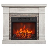 HOMCOM Dekorativer Elektrokamin 1800 W mit 3-stufiger Flammwirkung, Thermostat, Timer, Fernbedienung, Natur(m-7)