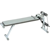 SPORTNOW Banc de Musculation Multifonction, Banc Plat Réglable avec Siège à 3 Niveaux, 141 x 52 x 54-71 cm, Bleu et Blanc(m-1)