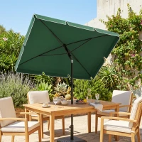 Outsunny Sombrilla de Terraza de Aluminio 2x1,3x2,5 m Parasol de Jardín Rectangular con Función de Inclinación Verde(m-2)