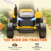 AIYAPLAY 12V Ride on Tractor and Trailer with Remote Control, Music, Shifter, Start-Up Sound, for Kids Ages 3-8 Years, Yellow(m-4)