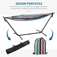 Outsunny Amaca Autoportante con Supporto, Altezza Regolabile e Borsa di Trasporto, 310x117x105 cm, Bianco(m-6)