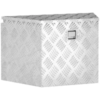 HOMCOM Boîte à outils pour remorque boîte de rangement en aluminium verrouillable en forme trapézoïdal 73,7 x 41 x 46 cm argent(m-1)