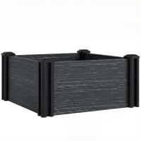 Outsunny Vinyl Raised Garden Bed Kit, 2 x 2 x 1ft Modular Elevated Garden Box with Slotting Legs and Open Bottom, Dark Grey(m-1)