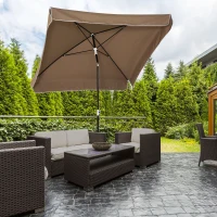 Outsunny Ombrellone 2x2 m da Esterno con Tettuccio Quadrato, Regolabile e Portatile, in Metallo e Poliestere, Caffè(m-10)