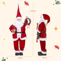 HOMCOM Moș Crăciun Animat Înalt de 120 cm Cântăreț și Dansator pe Baterii, Activare prin Sunet, Costum Roșu(m-3)