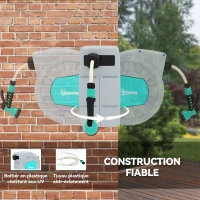 Outsunny Enrouleur tuyau arrosage dévidoir de tuyaux d'eau 25+2 m support mural + poignée pivotant à 180° 55 x 20 x 42 cm gris(m-5)