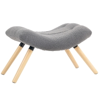 HOMCOM Moderner Fußhocker mit Fleece-Bezug und Holzbeinen, gepolstert, für Wohnzimmer, Schlafzimmer, Flur, Dunkelgrau