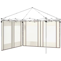 Outsunny Lot de 2 panneaux latéraux pour gazebo avec portes et fenêtres zippées, pour gazebo pop-up de 3x3m ou 3x6m(m-11)