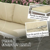 Outsunny Set 2 șezlonguri cu spătar reglabil și măsuță de grădină din sticlă, Bej(m-5)