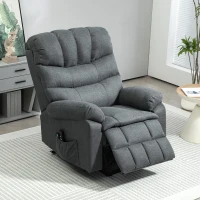 HOMCOM Poltrona elevatória, poltrona reclinável elétrica com função de massagem, poltrona estofada com função de elevação, metal, tecido, cinza(m-6)
