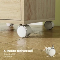 HOMCOM Cassettiera da Ufficio a 6 Cassetti con 4 Ruote e Blocco, 40x35x63 cm, Rovere(m-6)