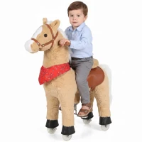 AIYAPLAY Caballo balancín de peluche con cabeza giratoria, ruedas rodantes y sonidos de relincho, desde 2 años, marrón claro(m-1)