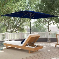 Outsunny Sombrilla de Aluminio 198x294x255 Parasol Rectangular de Jardín Inclinable con Manivela y Poste Desmontable Azul Marino(m-9)