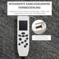 HOMCOM Poltrona relax com auxílio de elevação, USB, função de massagem, couro sintético, até 150 kg, 90x98x102 cm, Preto(m-4)