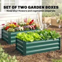 Outsunny Set of Two 100 x 60cm Steel Planter Boxes -Green(m-4)