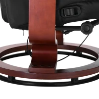 HOMCOM Fauteuil Relax Inclinable, Fauteuil de Salon, Repose-Pieds Réglable, Pivotant 360°, Piètement Bois, Revêtement Synthétique, Noir(m-8)