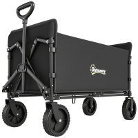 Outsunny Carrello da Giardino da 180L Pieghevole con Pannello Apribile, in Acciaio e Poliestere, 90x48x62 cm, Nero