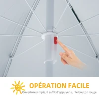Outsunny Parasol de plage Ø 2,2 x 2,2 cm protection UV sac transport, sardines et lestage intégrés bleu(m-5)