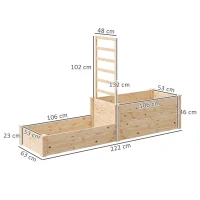 Outsunny Fioriera Rialzata con Grigliato per Rampicanti e Divisorio, in Legno di Abete, 222x63x132 cm, color Legno(m-3)
