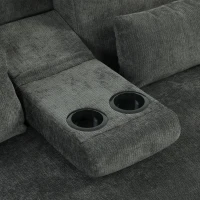 HOMCOM Sofá-Cama 2 Lugares 3 em 1 com Mesa Auxiliar Porta-Copos Encosto Ajustável Bolsos Laterais 2 Almofadas Cinzento Escuro(m-13)