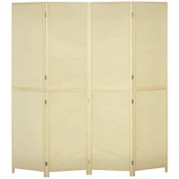 HOMCOM Paravent 4-teilig 180 x 180 cm Faltbar Raumteiler Trennwand aus Bambus für Wohnzimmer Natur(m-12)