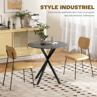 HOMCOM Table à Manger Ronde pour 2 Personnes avec Plateau Aspect Bois et Piètement Croisé en Acier, Gris(m-5)