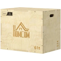 Box jump pliométrie 3 en 1 - Collaboration Aosom.fr x FFHandball - saut musculation fitness 61x51x76cm bois(m-12)